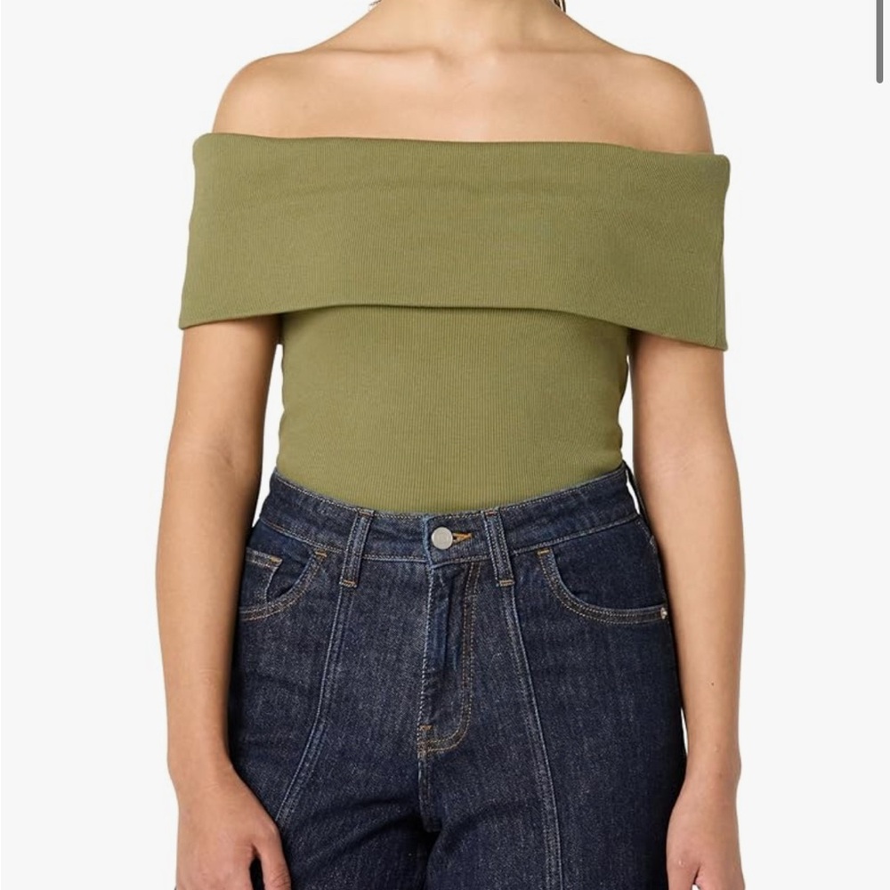 Elegant Olive Off-Shoulder Crop Top